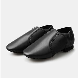Stelle Black Leather Slip-On Jazz / performance Shoes